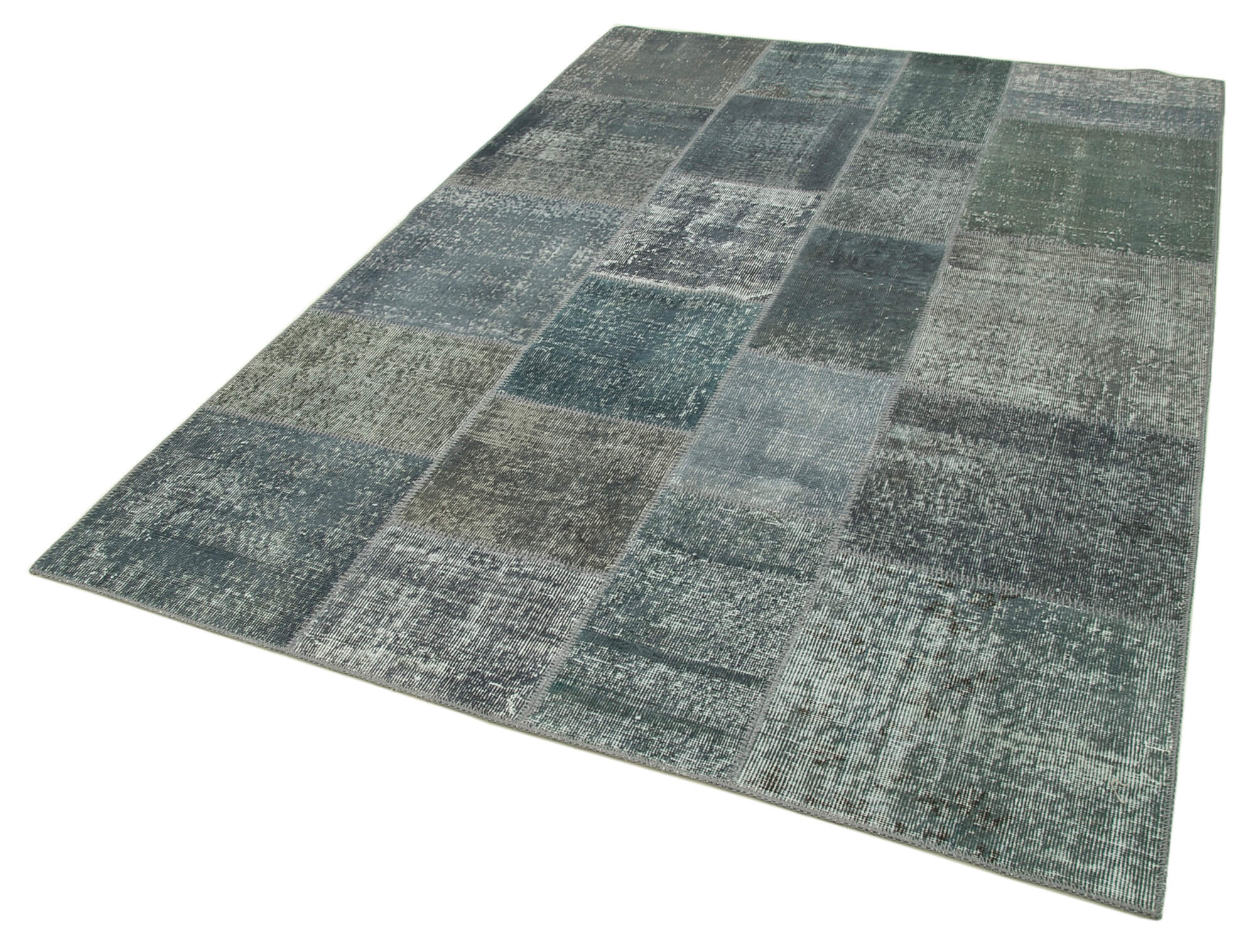 Handmade Patchwork Rug - Kirk Yama Grey Cotton Wool Area Rug 5'7''x7'11''