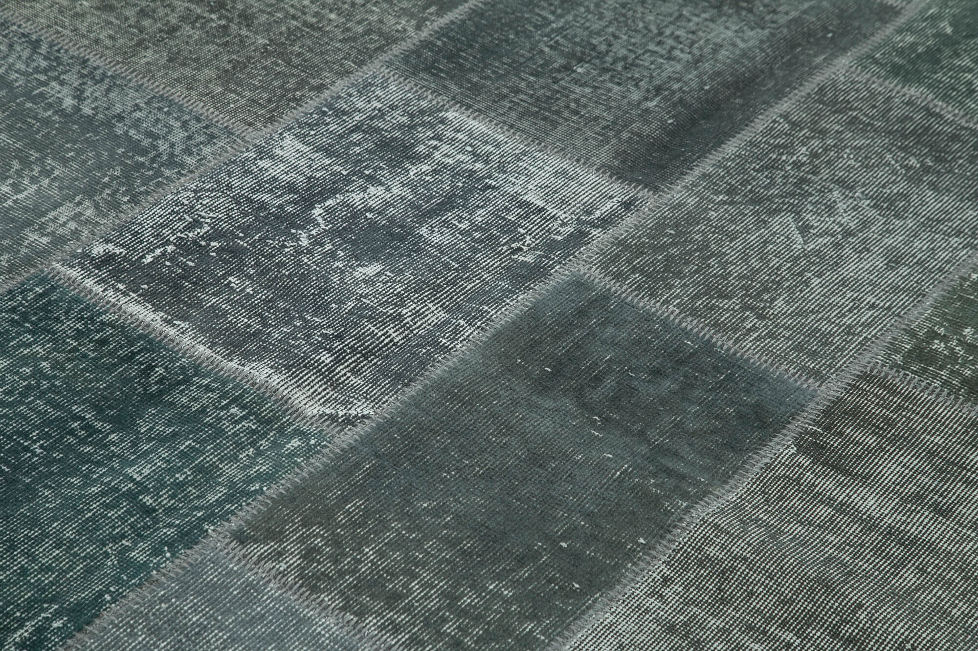 Handmade Patchwork Rug - Kirk Yama Grey Cotton Wool Area Rug 5'7''x7'11''