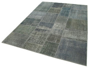Handmade Patchwork Rug - Kirk Yama Cotton Wool Vintage Area Rug 5'7" x 7'10"