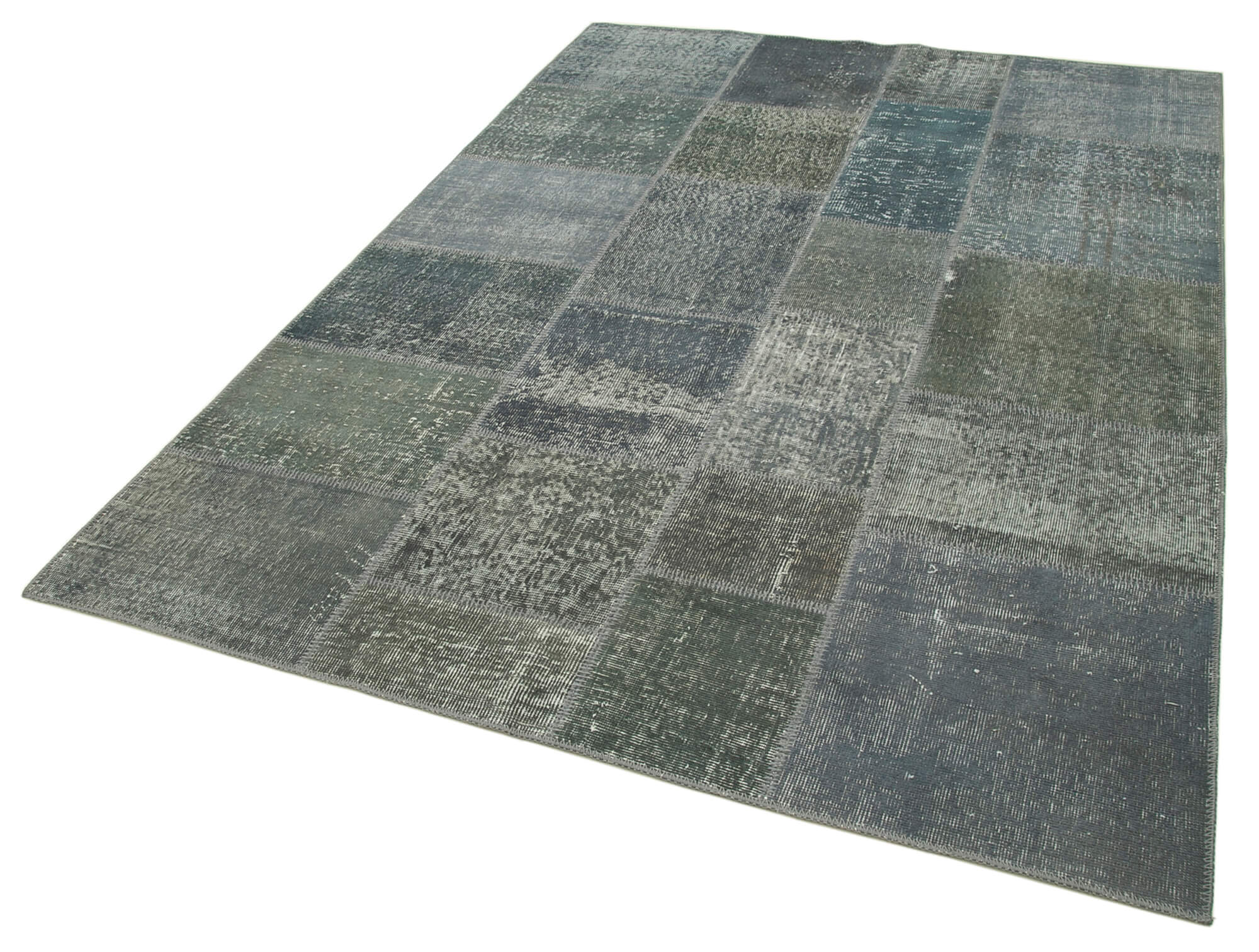 Handmade Patchwork Rug - Kirk Yama Cotton Wool Vintage Area Rug 5'7" x 7'10"
