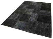 Handmade Area Rug - Kirk Yama Black Patchwork Cotton Wool Carpet 5'7''x8'1''