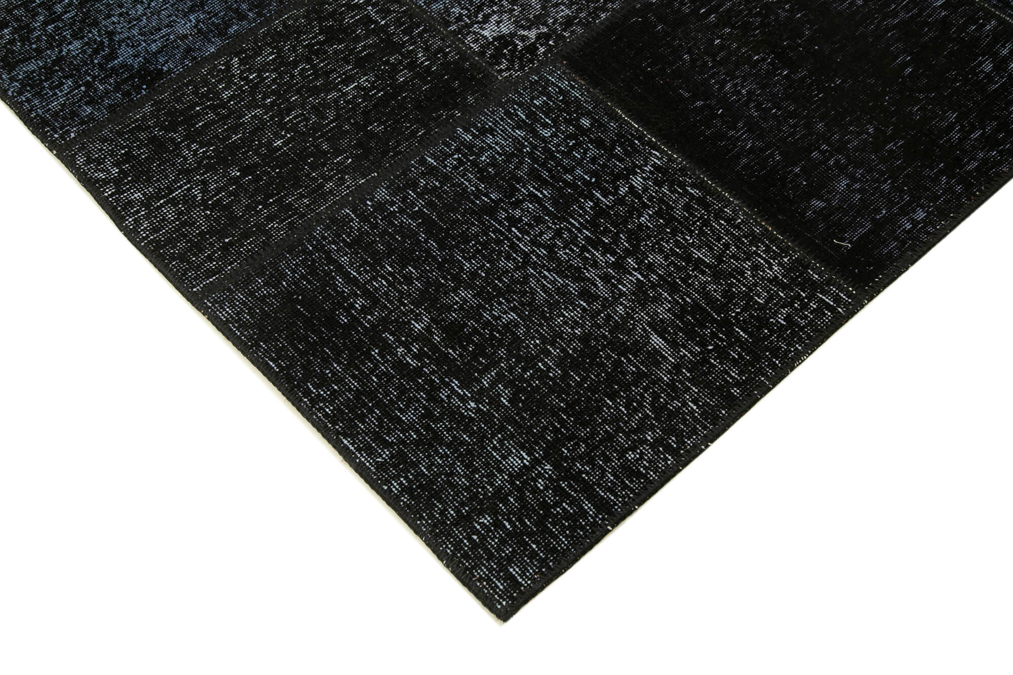 Handmade Area Rug - Kirk Yama Black Patchwork Cotton Wool Carpet 5'7''x8'1''