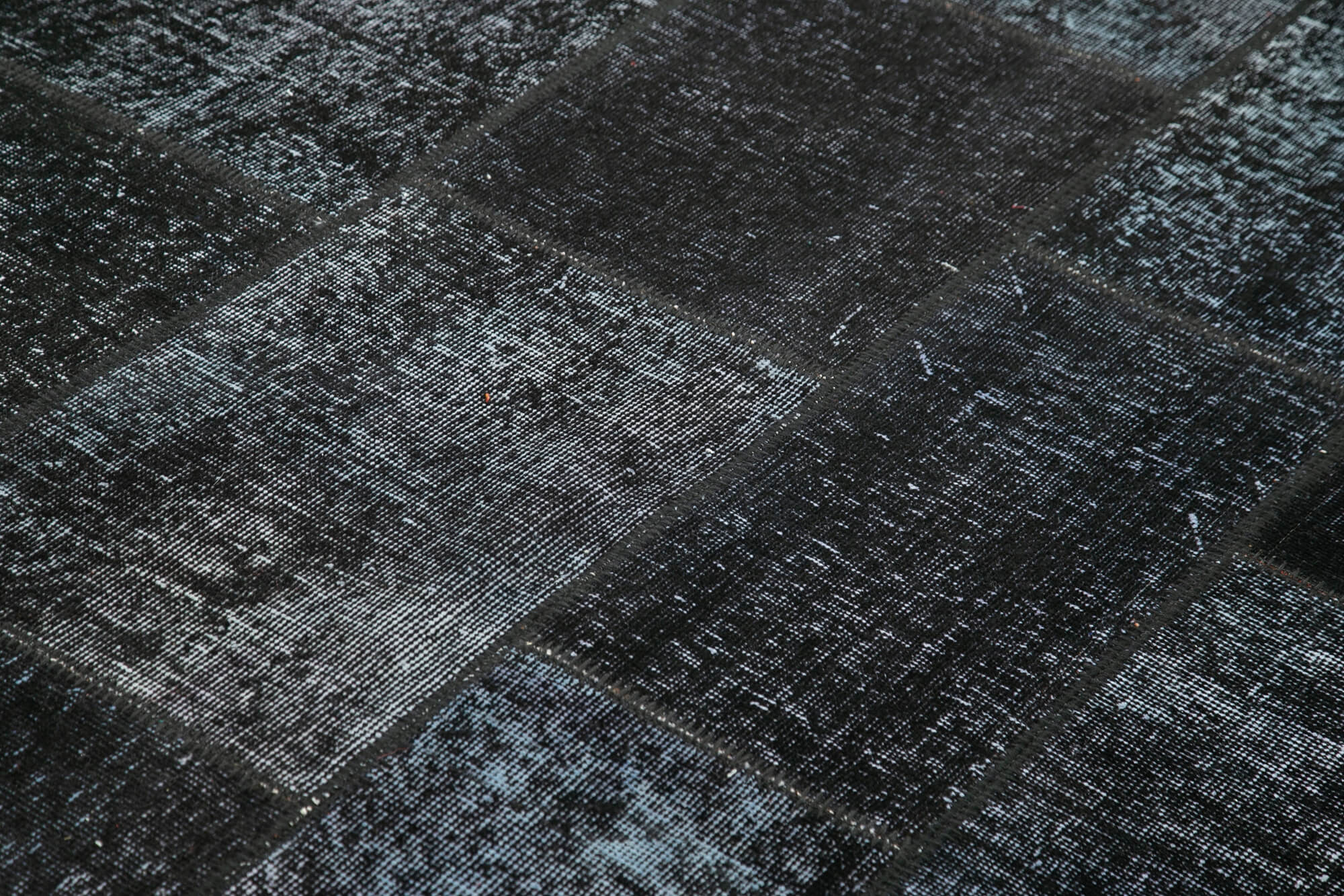 Handmade Area Rug - Kirk Yama Black Patchwork Cotton Wool Carpet 5'7''x8'1''