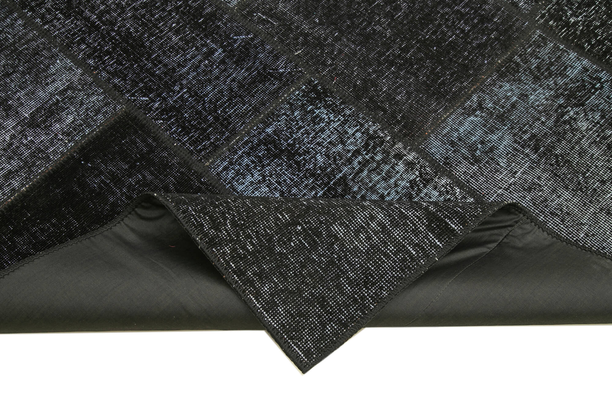 Handmade Area Rug - Kirk Yama Black Patchwork Cotton Wool Carpet 5'7''x8'1''