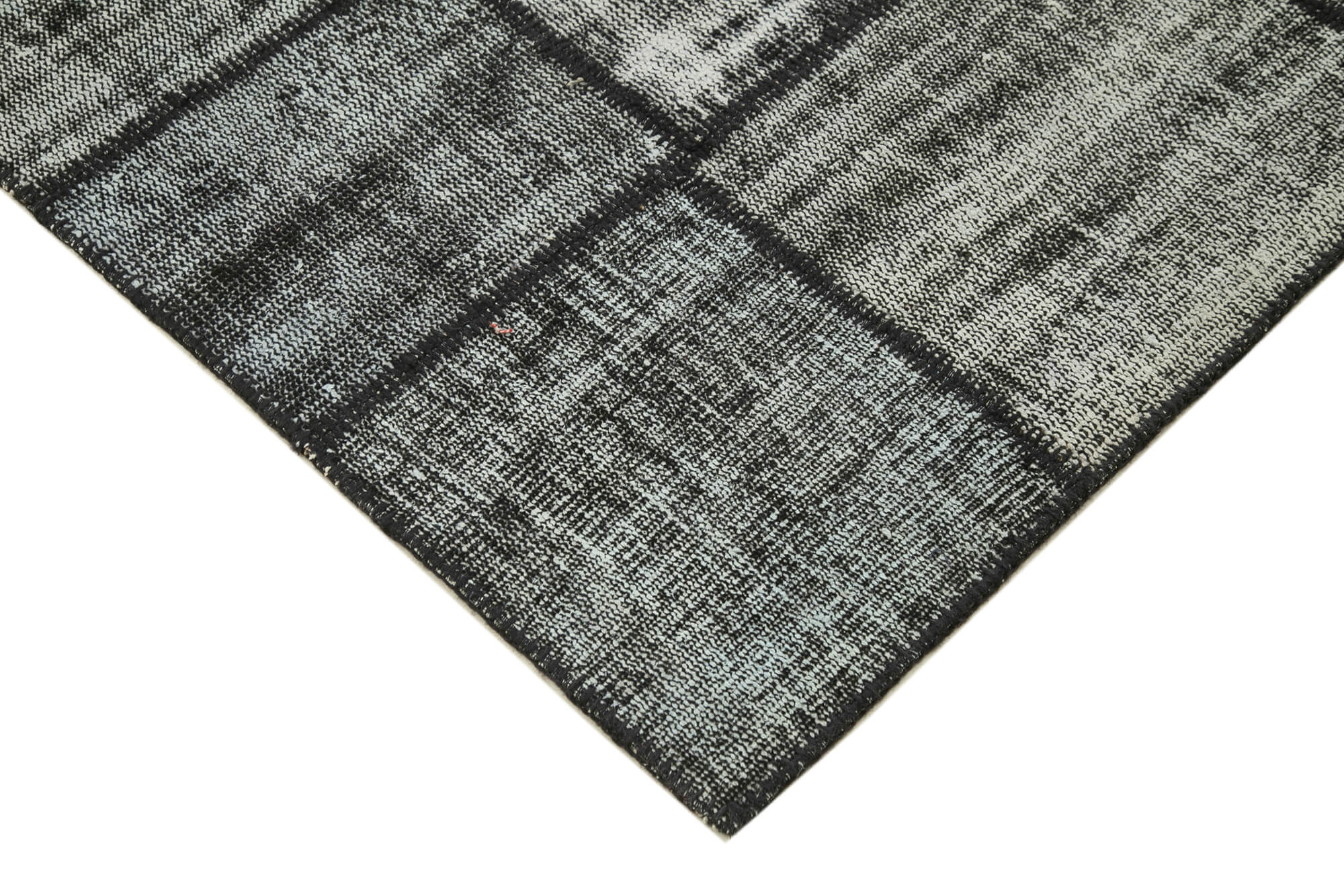 Handmade Patchwork Area Rug | Vintage Turkish Rug Black Cotton Wool Carpet 5'11''x8'2''