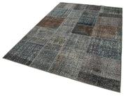 Handmade Patchwork Rug - Kirk Yama Grey Cotton Wool Area Rug 5'7''x8'0''