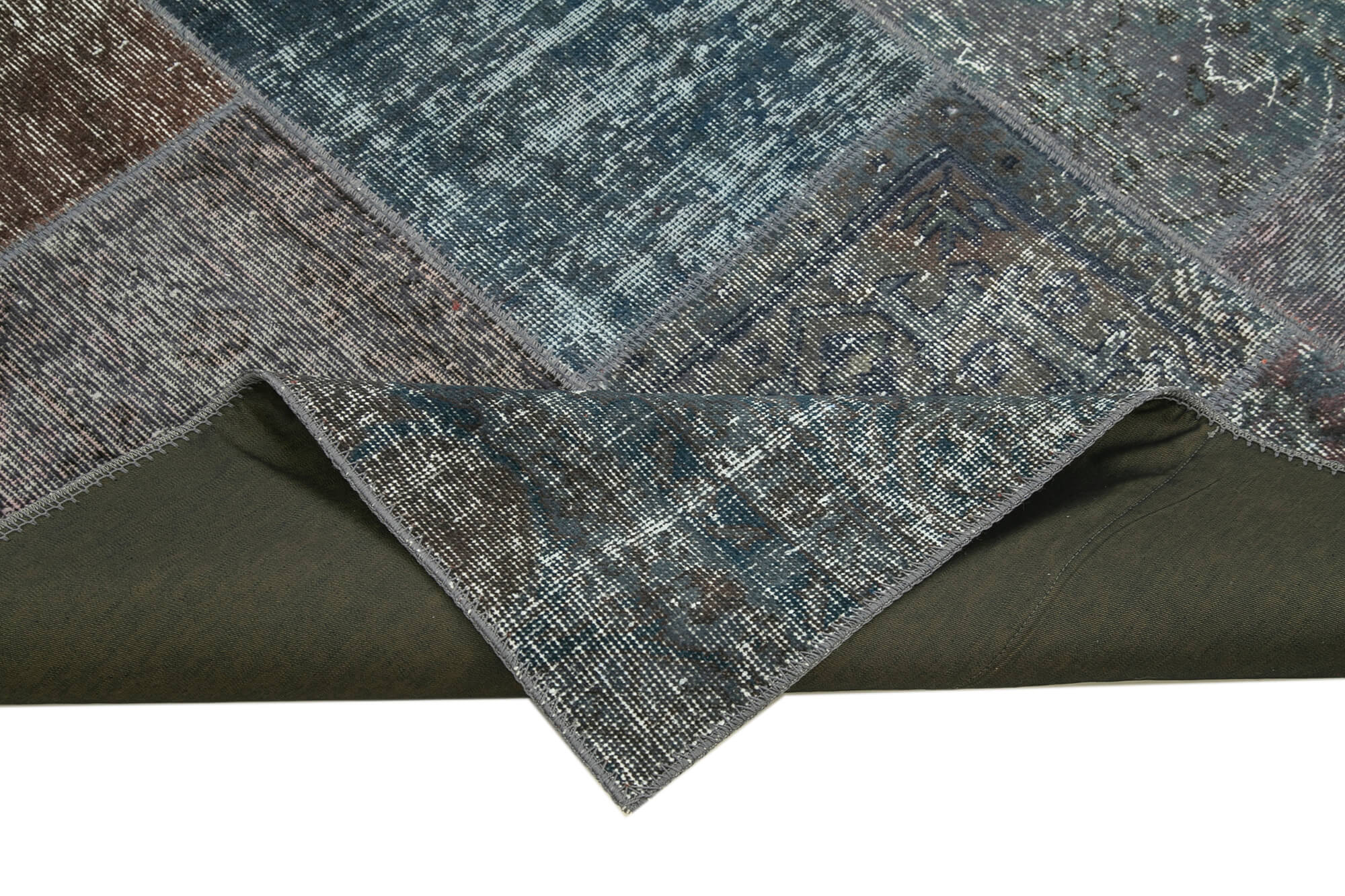 Handmade Patchwork Rug - Kirk Yama Grey Cotton Wool Area Rug 5'7''x8'0''