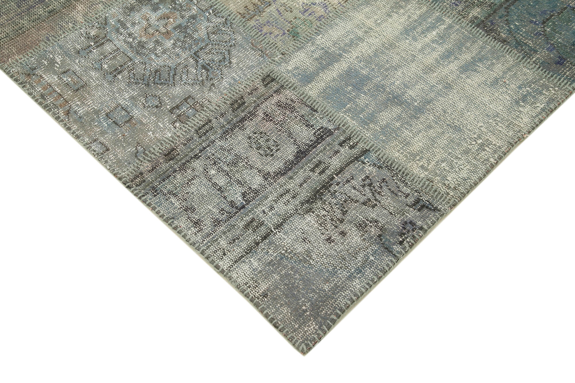 Handmade Patchwork Rug - Kirk Yama Grey Cotton Wool Area Rug 5'9''x7'11''