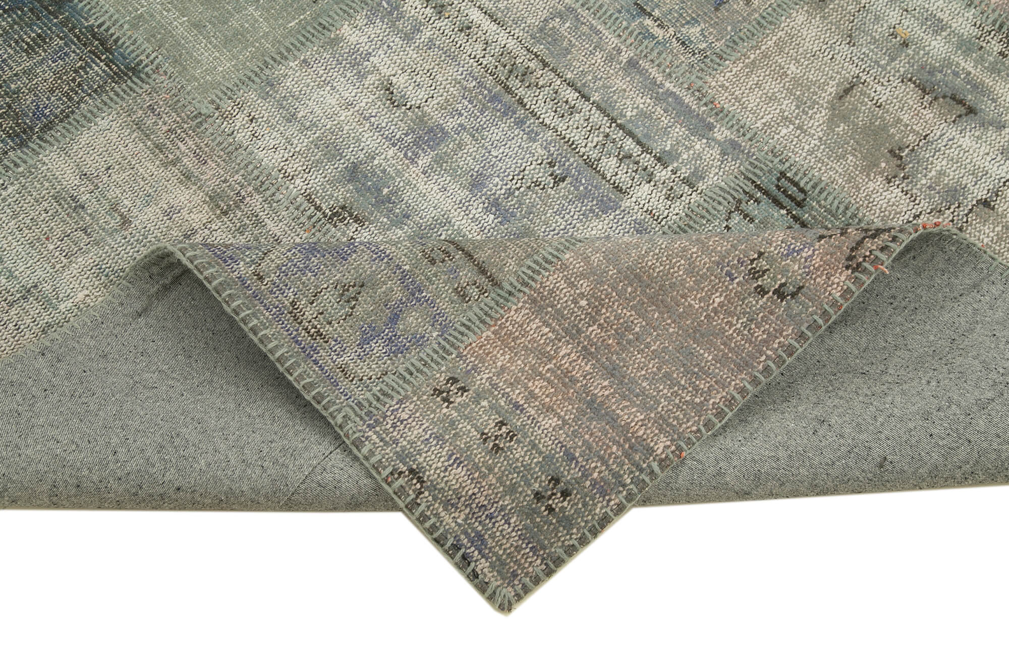 Handmade Patchwork Rug - Kirk Yama Grey Cotton Wool Area Rug 5'9''x7'11''