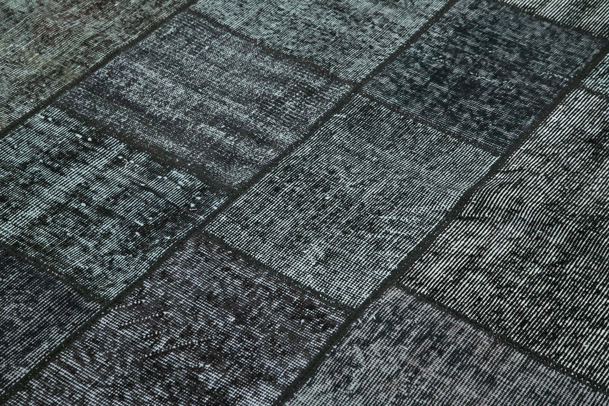 Kirk Yama Black Patchwork Cotton Wool Handmade Area Rug 5'8'' x 8'0''