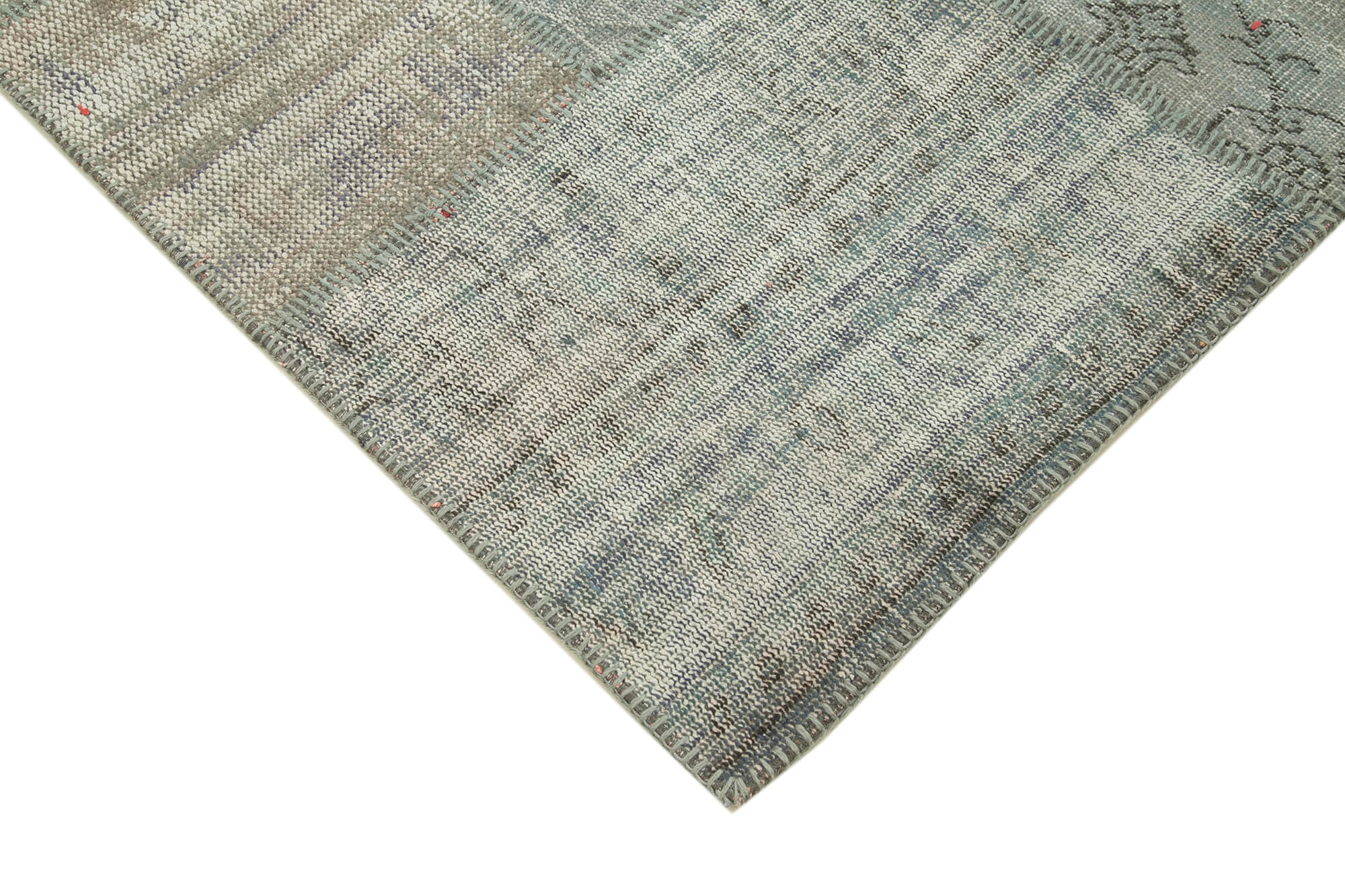 Handmade Wool Area Rug - Kirk Yama Vintage Patchwork Carpet 5'9''x7'11'' Cotton Wool