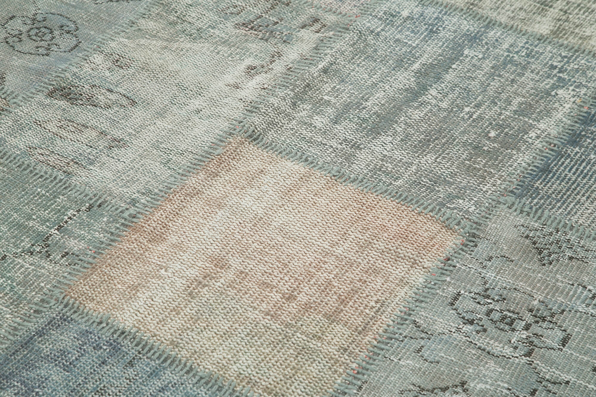 Handmade Wool Area Rug - Kirk Yama Vintage Patchwork Carpet 5'9''x7'11'' Cotton Wool