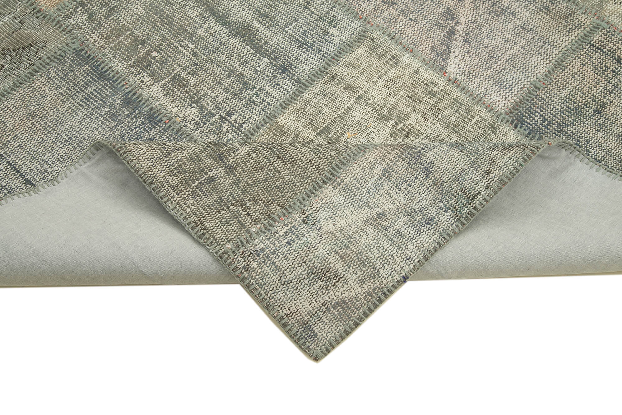 Handmade Wool Area Rug - Kirk Yama Vintage Patchwork Carpet 5'9''x7'11'' Cotton Wool