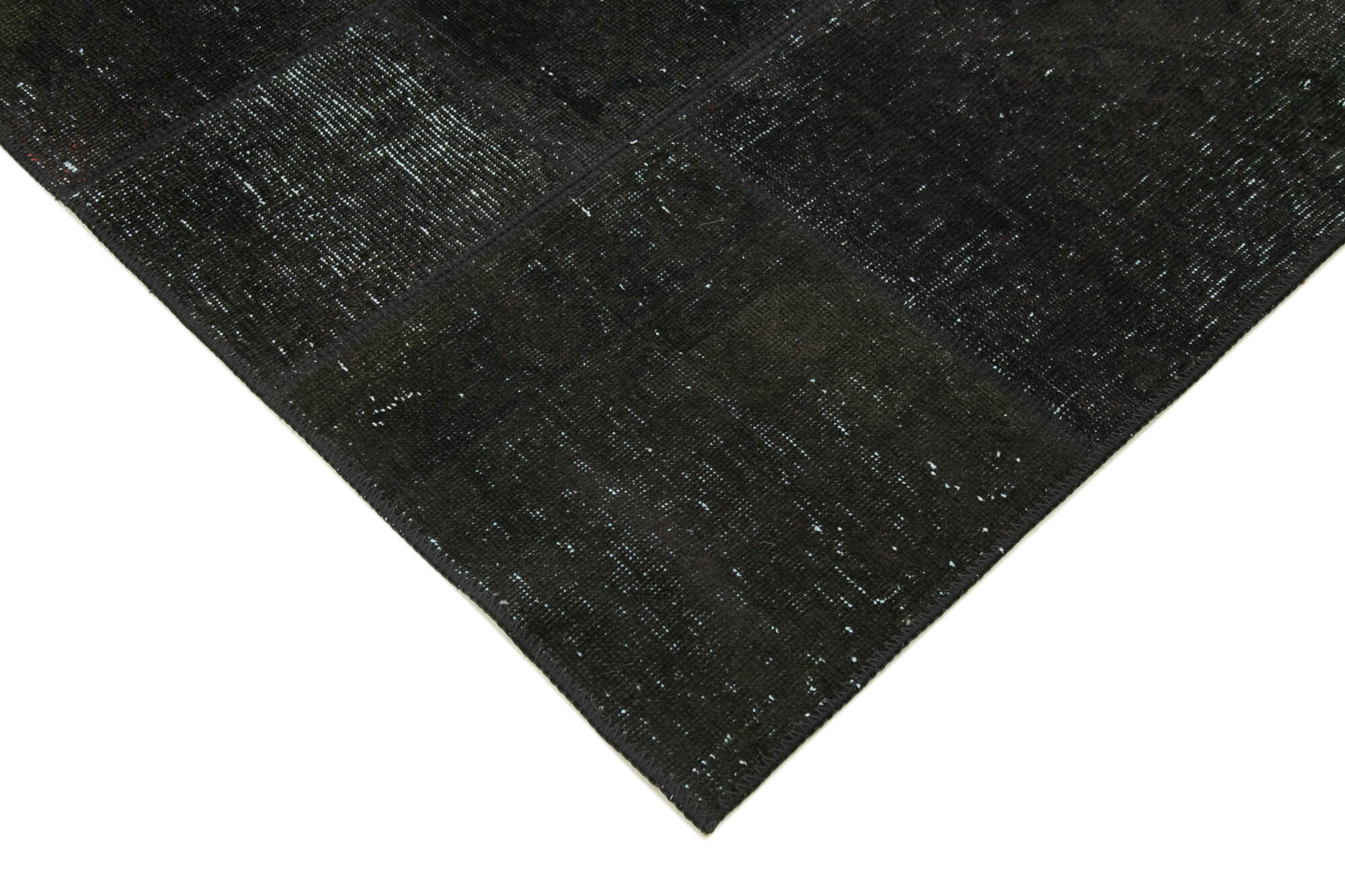 Handmade Wool Area Rug – Black Patchwork Cotton Wool Rug 5'8'' x 7'11''
