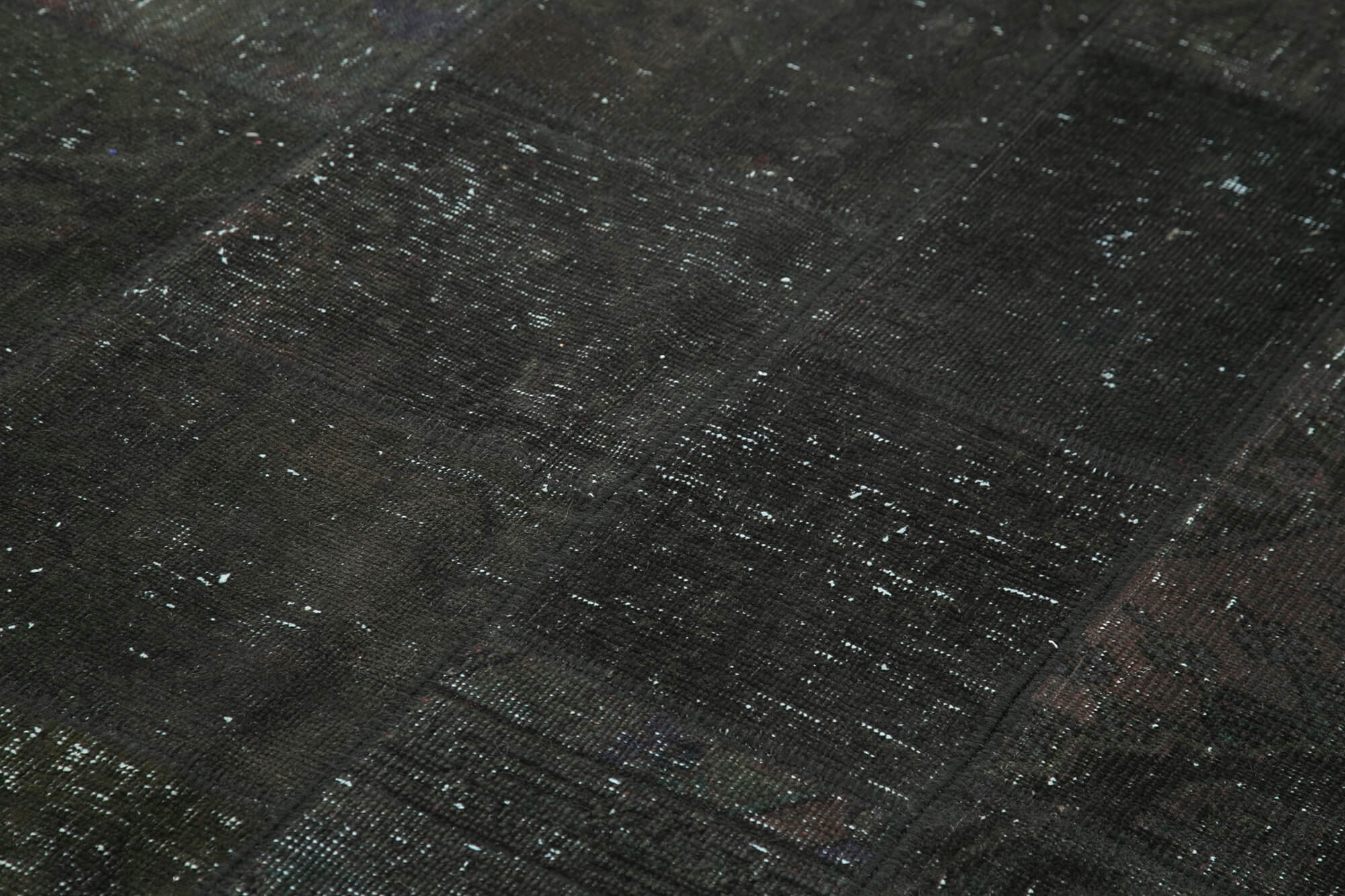 Handmade Wool Area Rug – Black Patchwork Cotton Wool Rug 5'8'' x 7'11''