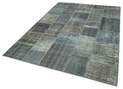 Handmade Patchwork Rug – Kirk Yama Grey Cotton Wool Vintage Area Carpet 5'9''x7'10''