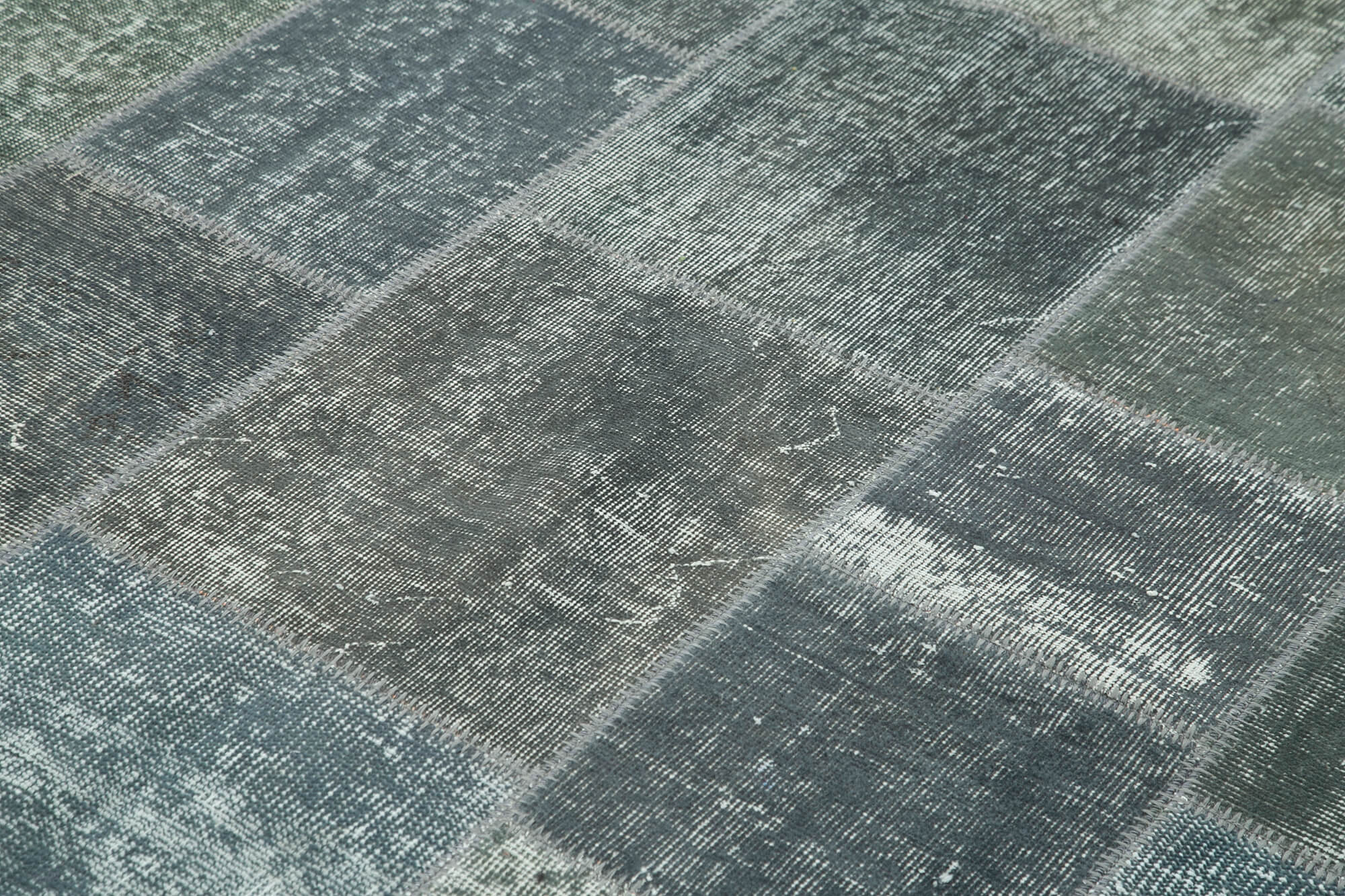 Handmade Patchwork Rug – Kirk Yama Grey Cotton Wool Vintage Area Carpet 5'9''x7'10''