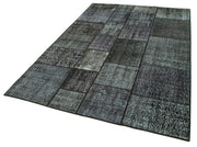 Handmade Patchwork Rug - Black Cotton Wool Area Rug 5'7'' x 8'1'' Bohemian Style
