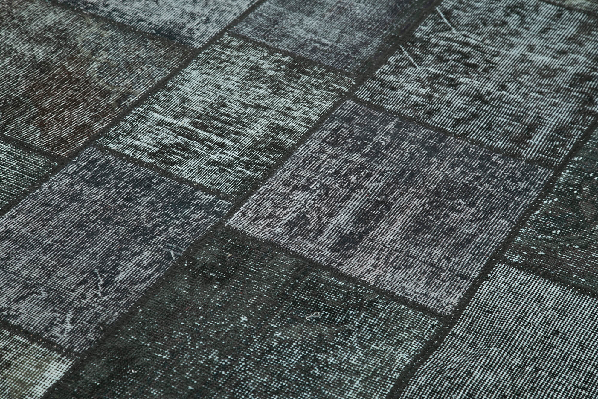 Handmade Patchwork Rug - Black Cotton Wool Area Rug 5'7'' x 8'1'' Bohemian Style