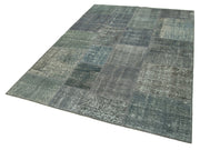 Handmade Patchwork Rug - Kirk Yama Grey Cotton Wool Vintage Area Rug 5'8''x7'10''