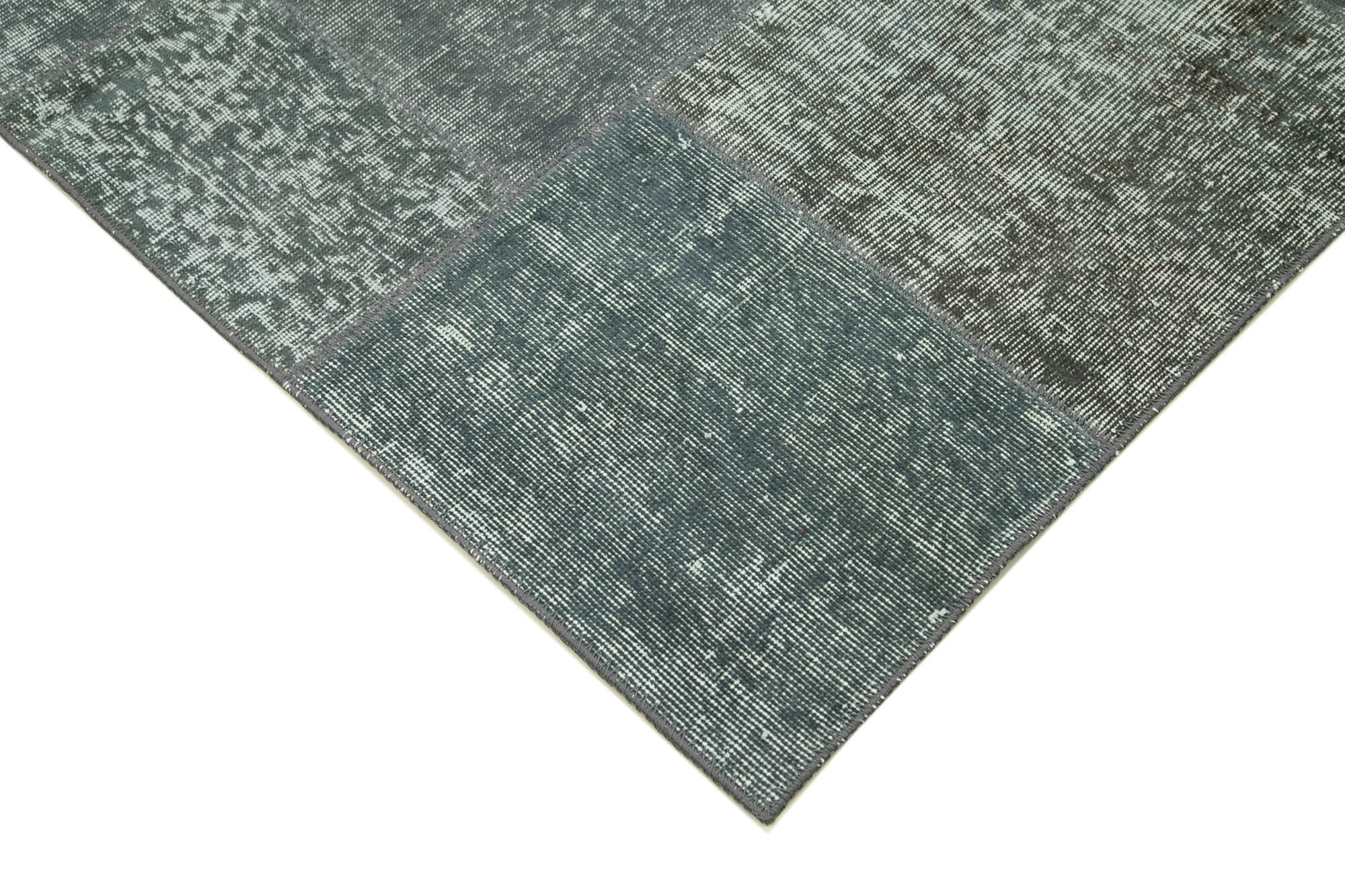 Handmade Patchwork Rug - Kirk Yama Grey Cotton Wool Vintage Area Rug 5'8''x7'10''