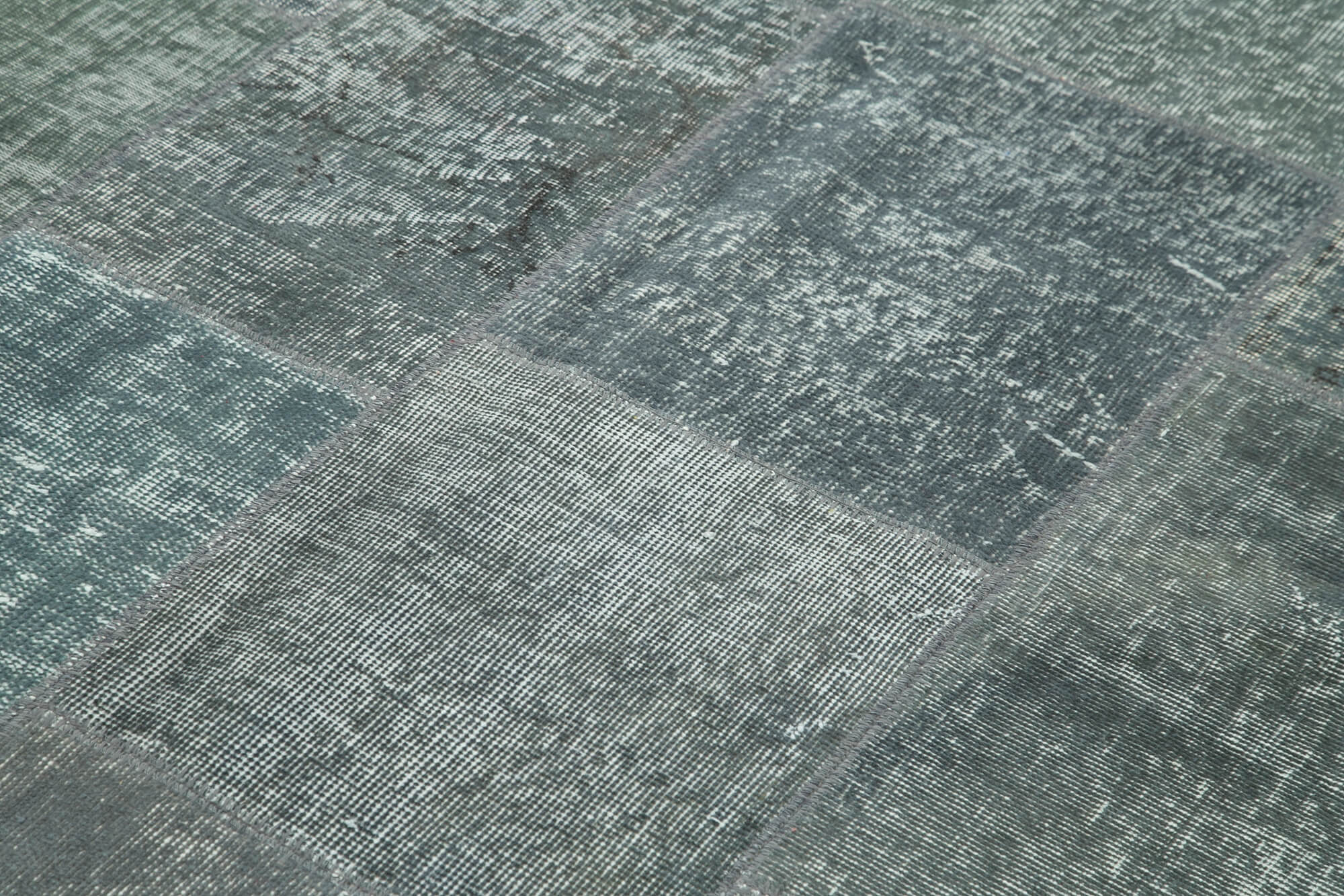 Handmade Patchwork Rug - Kirk Yama Grey Cotton Wool Vintage Area Rug 5'8''x7'10''