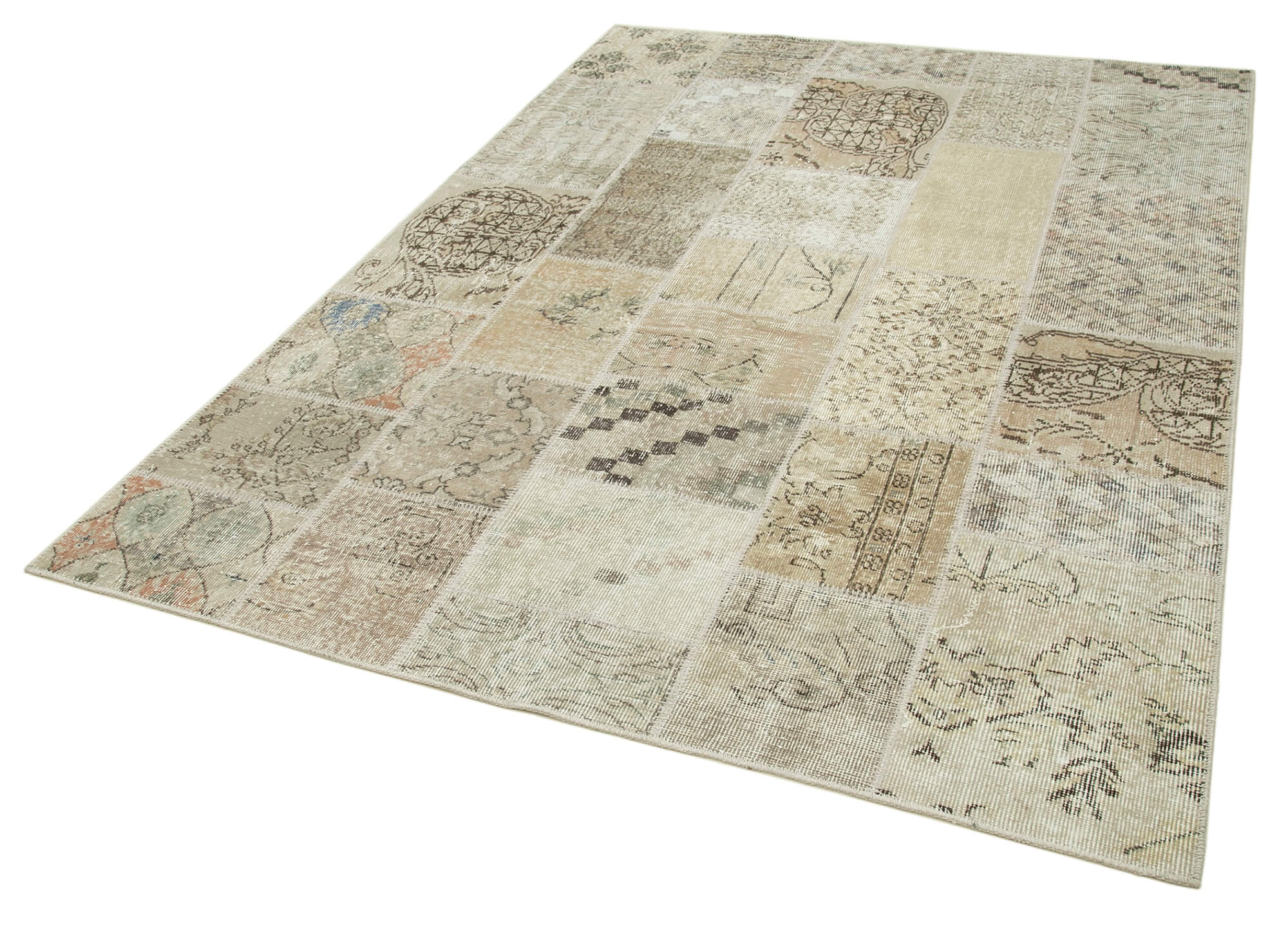 Handmade Patchwork Rug | Turkish Patchwork Carpet - Soft Wool Carpet 5'8'' x 7'10''