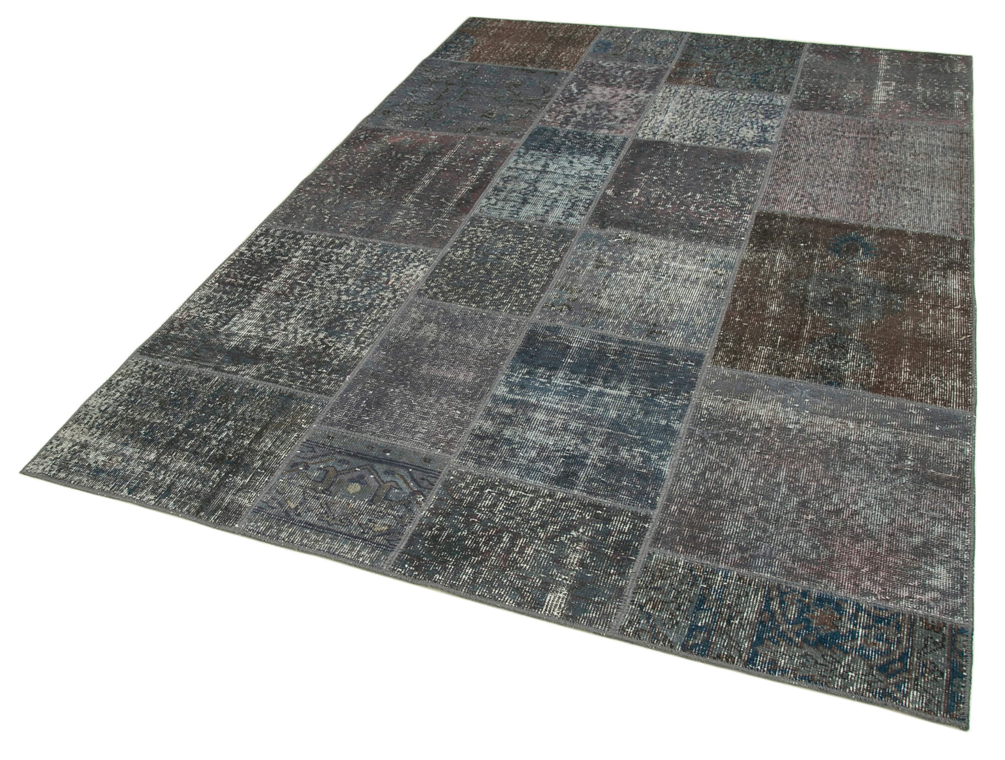 Handmade Patchwork Rug - Kirk Yama Grey Cotton Wool Area Rug 5'7''x7'10''