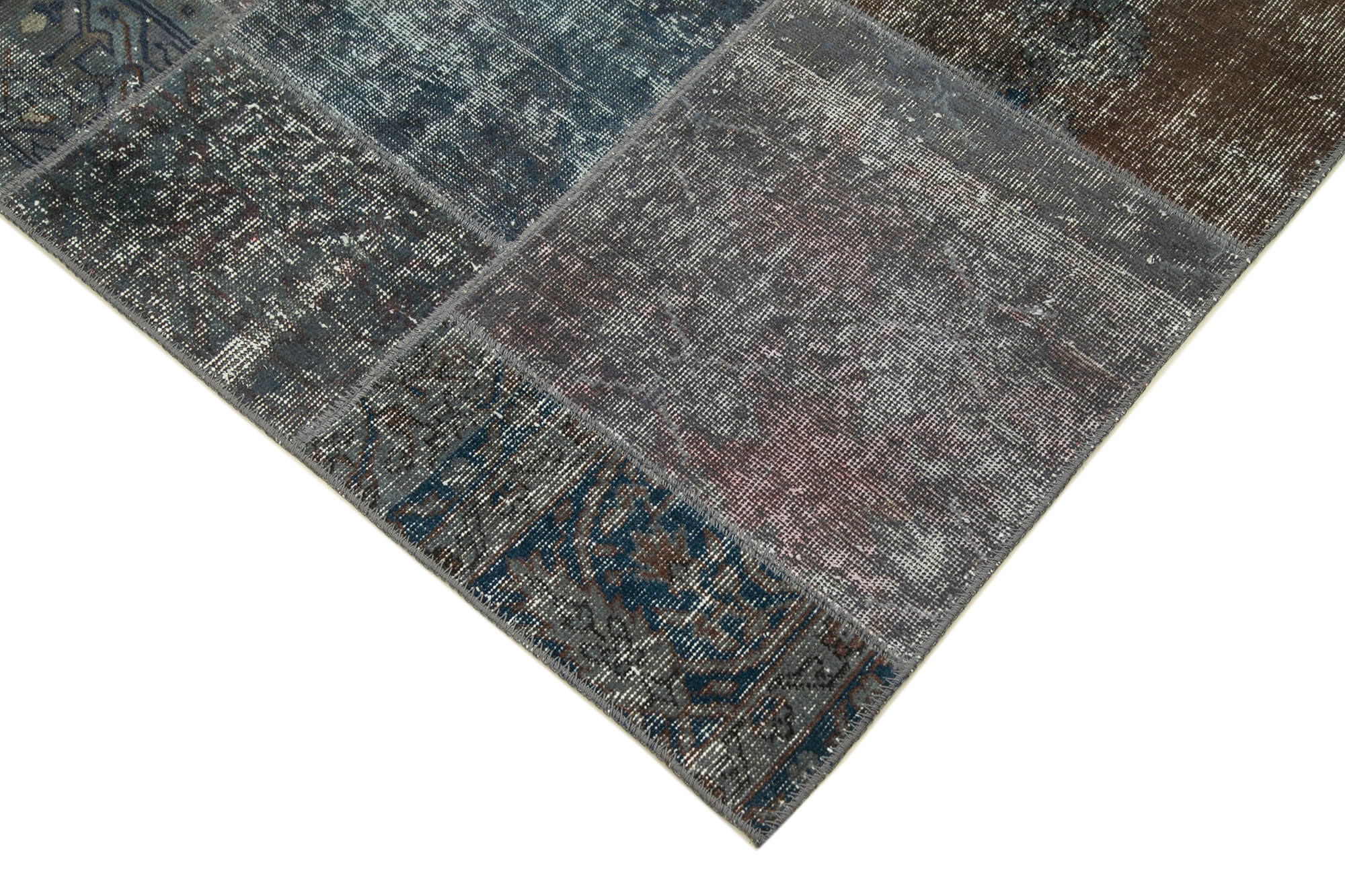 Handmade Patchwork Rug - Kirk Yama Grey Cotton Wool Area Rug 5'7''x7'10''