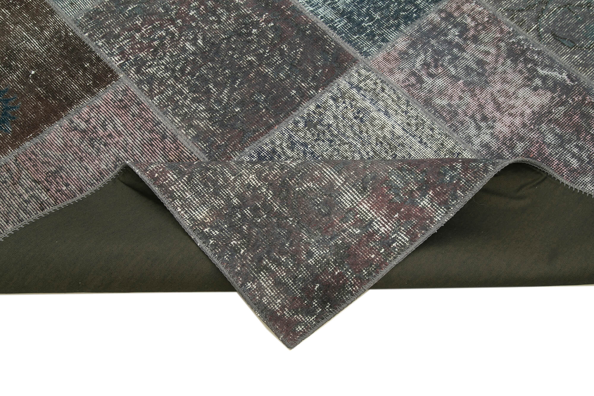 Handmade Patchwork Rug - Kirk Yama Grey Cotton Wool Area Rug 5'7''x7'10''