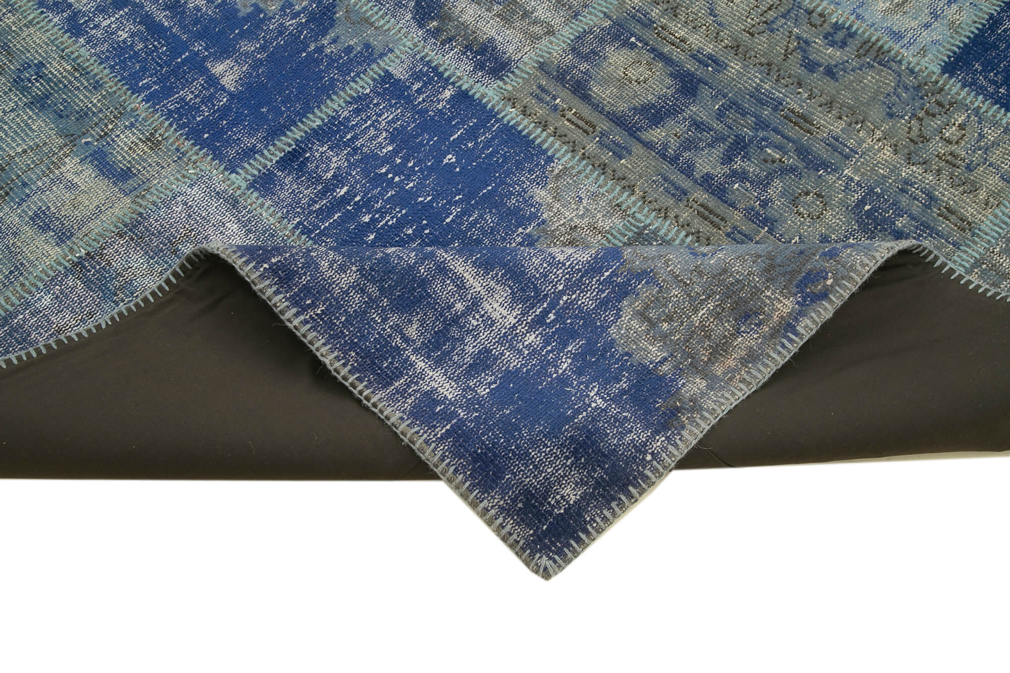 Handmade Patchwork Rug - Kirk Yama Blue Cotton Wool Area Rug 5'9''x8'2''
