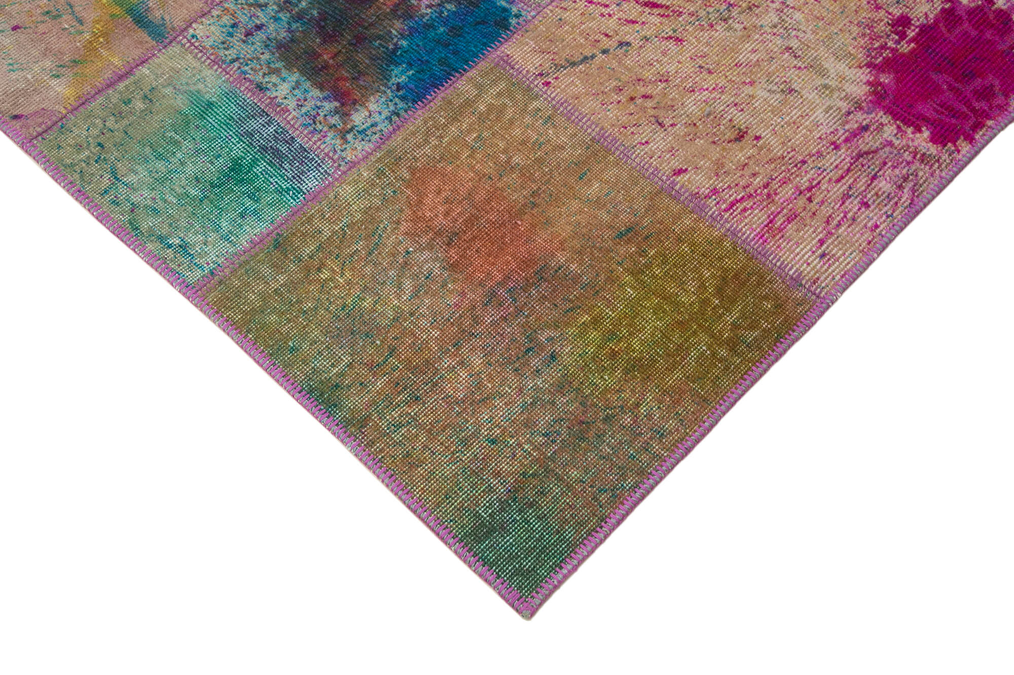 Handmade Patchwork Rug - Kirk Yama Blue Cotton Wool Area Rug 5'8''x7'10''
