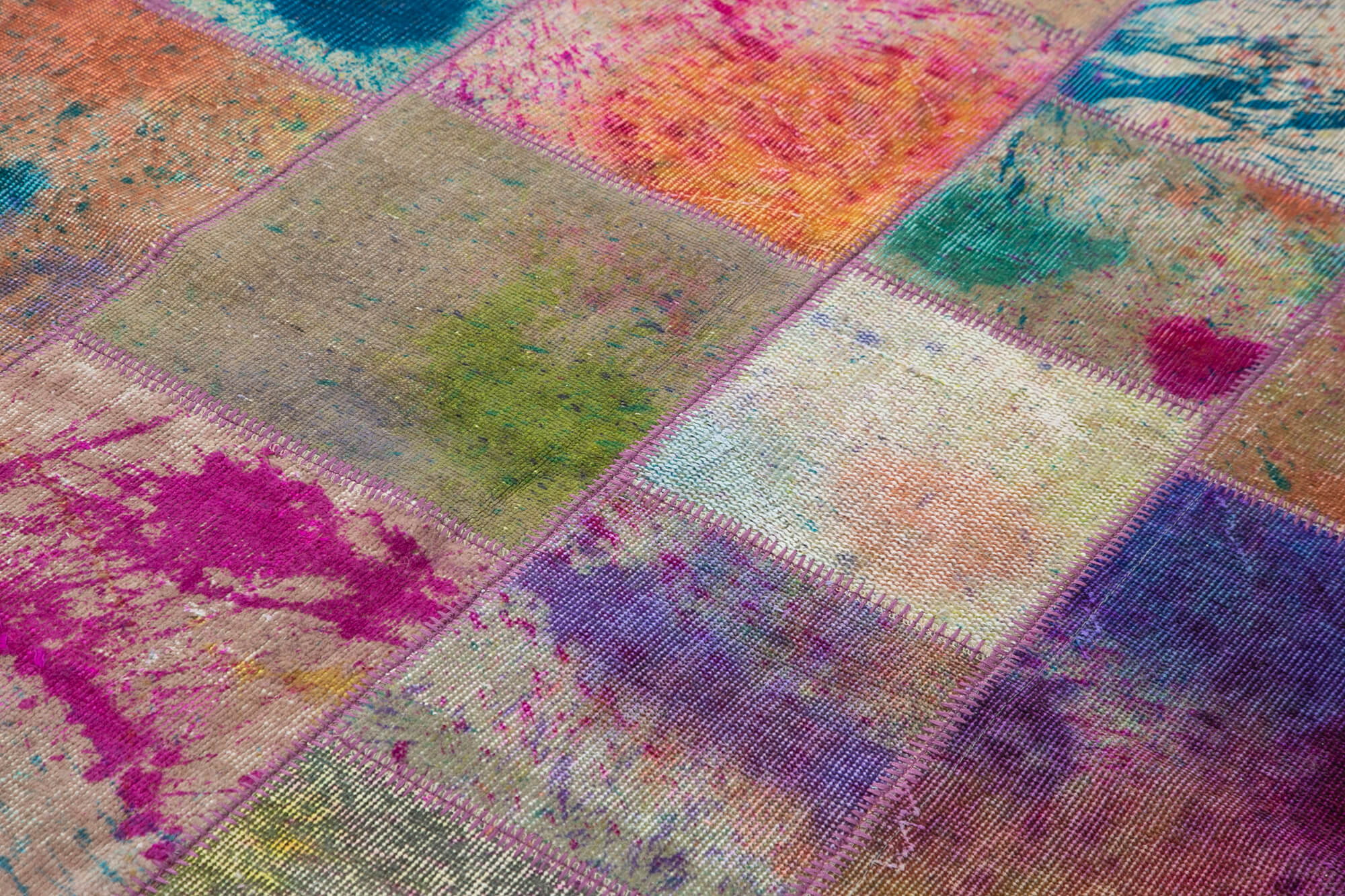 Handmade Patchwork Rug - Kirk Yama Blue Cotton Wool Area Rug 5'8''x7'10''