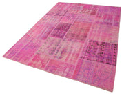 Handmade Patchwork Rug - Kirk Yama Pink Cotton Wool Area Rug 5'8''x7'10''