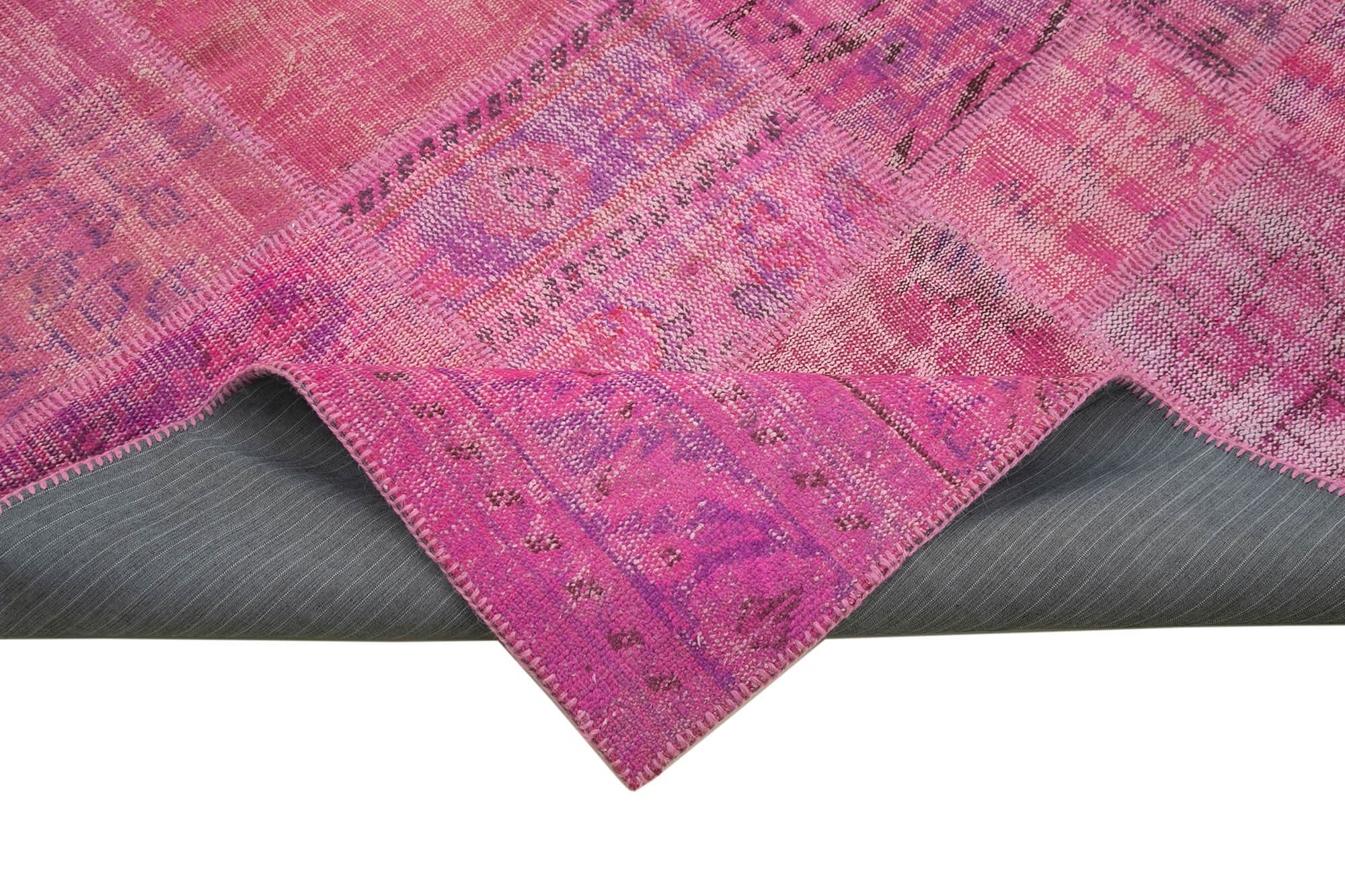 Handmade Patchwork Rug - Kirk Yama Pink Cotton Wool Area Rug 5'8''x7'10''