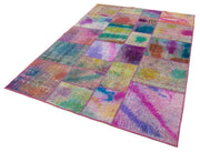 Kirk Yama Blue Patchwork Cotton Wool Handmade Area Rug 5'7'' x 8'0''