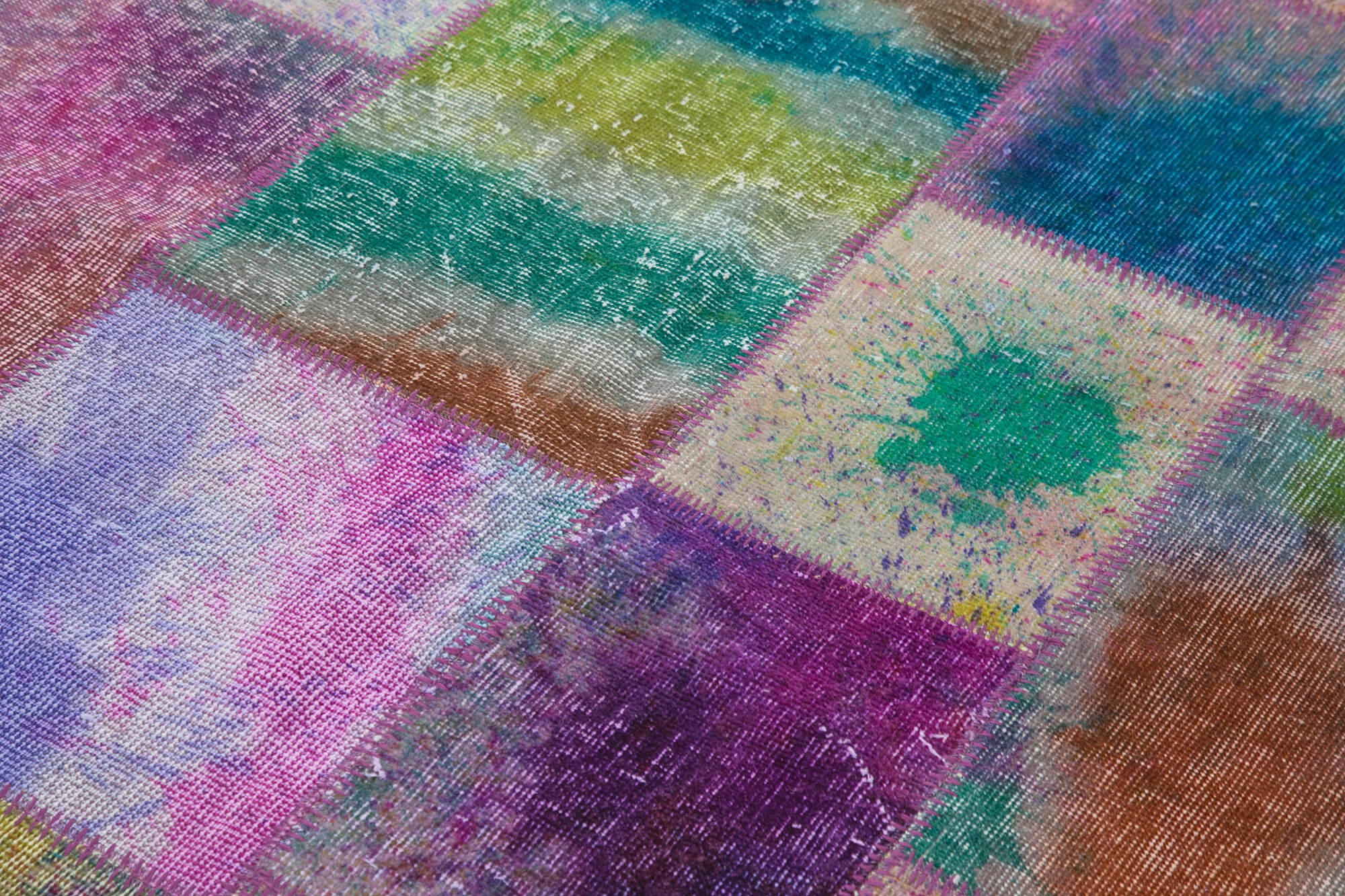 Kirk Yama Blue Patchwork Cotton Wool Handmade Area Rug 5'7'' x 8'0''