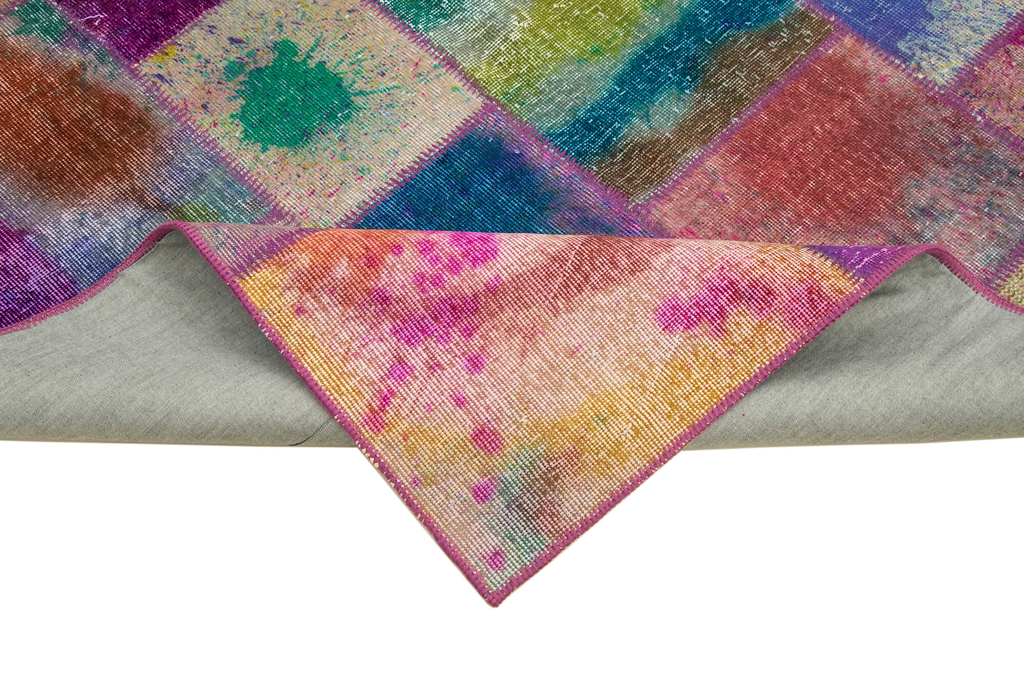 Kirk Yama Blue Patchwork Cotton Wool Handmade Area Rug 5'7'' x 8'0''
