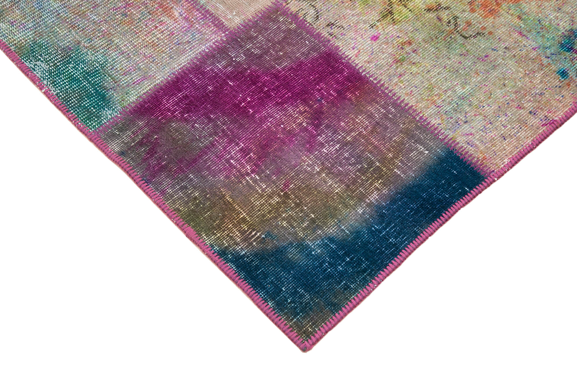 Handmade Patchwork Rug - Kirk Yama Blue Area Rug 5'7"x7'10" Cotton Wool Blend
