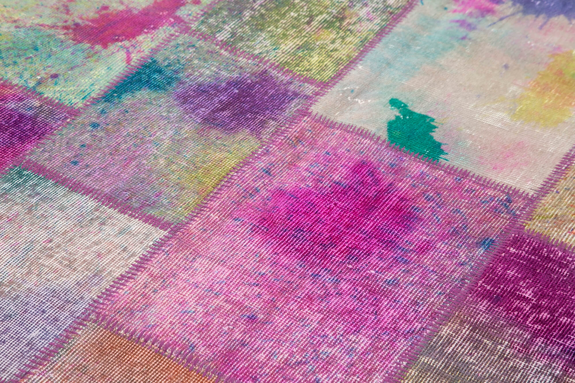Handmade Patchwork Rug - Kirk Yama Blue Area Rug 5'7"x7'10" Cotton Wool Blend