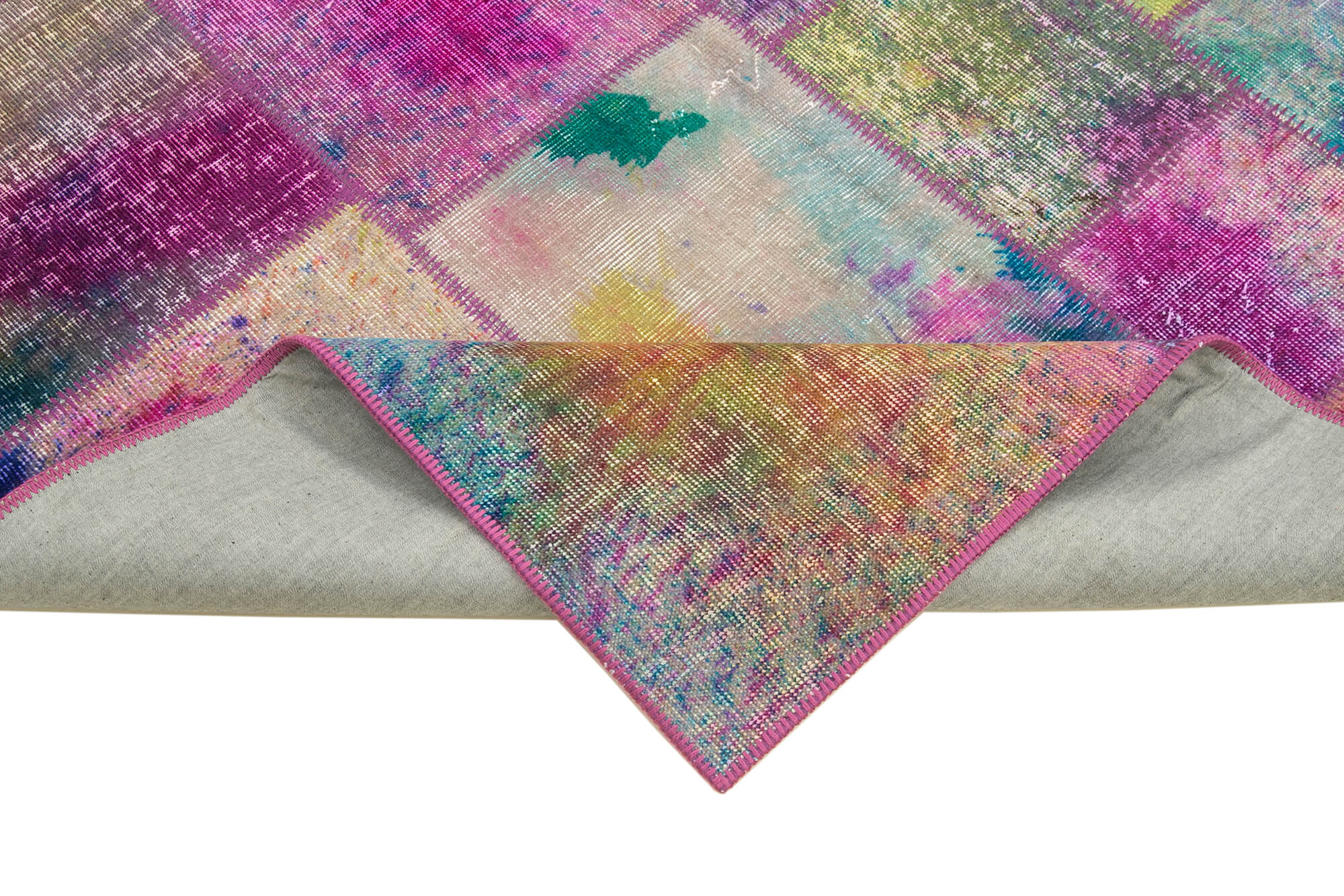 Handmade Patchwork Rug - Kirk Yama Blue Area Rug 5'7"x7'10" Cotton Wool Blend