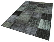 Handmade Patchwork Rug - Kirk Yama Black Cotton Wool Area Rug 5'6''x7'10''