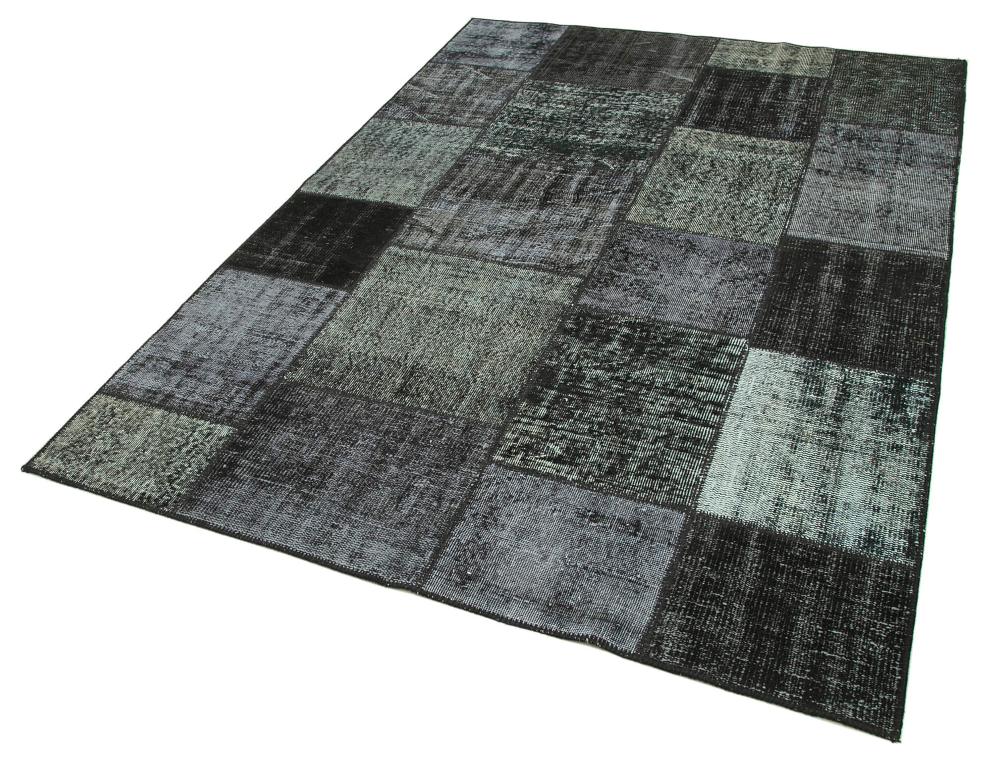 Handmade Patchwork Rug - Kirk Yama Black Cotton Wool Area Rug 5'6''x7'10''
