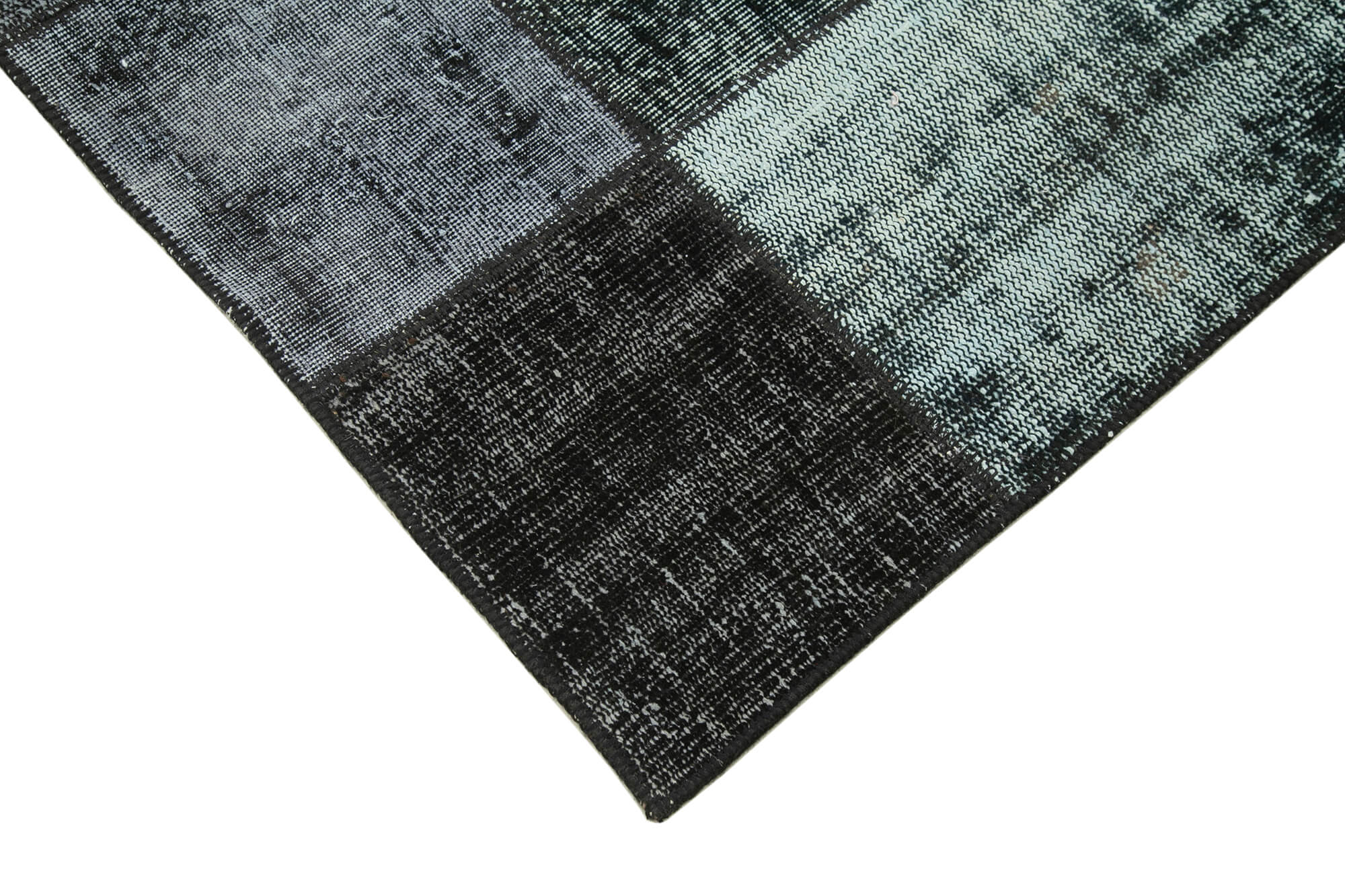 Handmade Patchwork Rug - Kirk Yama Black Cotton Wool Area Rug 5'6''x7'10''