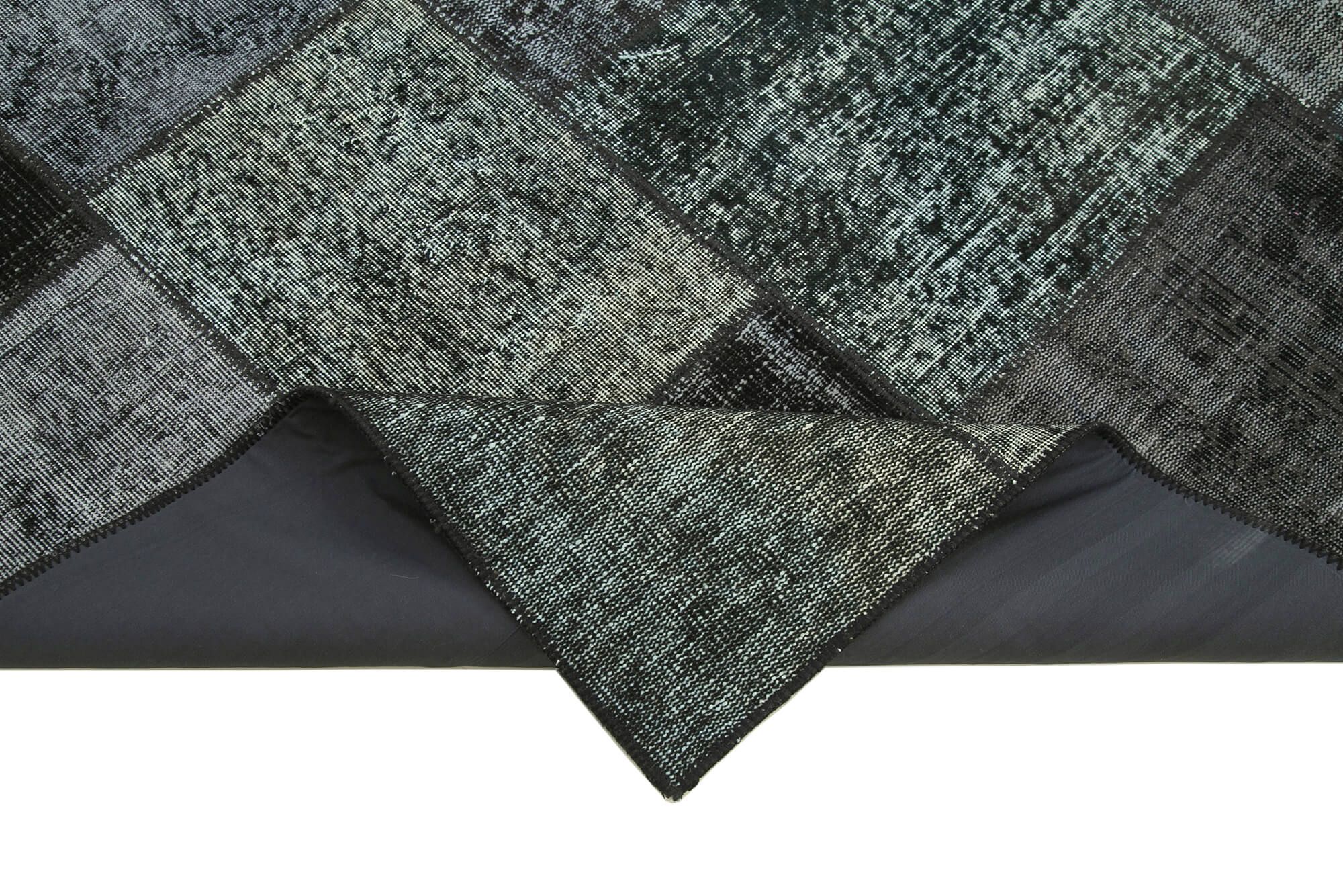 Handmade Patchwork Rug - Kirk Yama Black Cotton Wool Area Rug 5'6''x7'10''