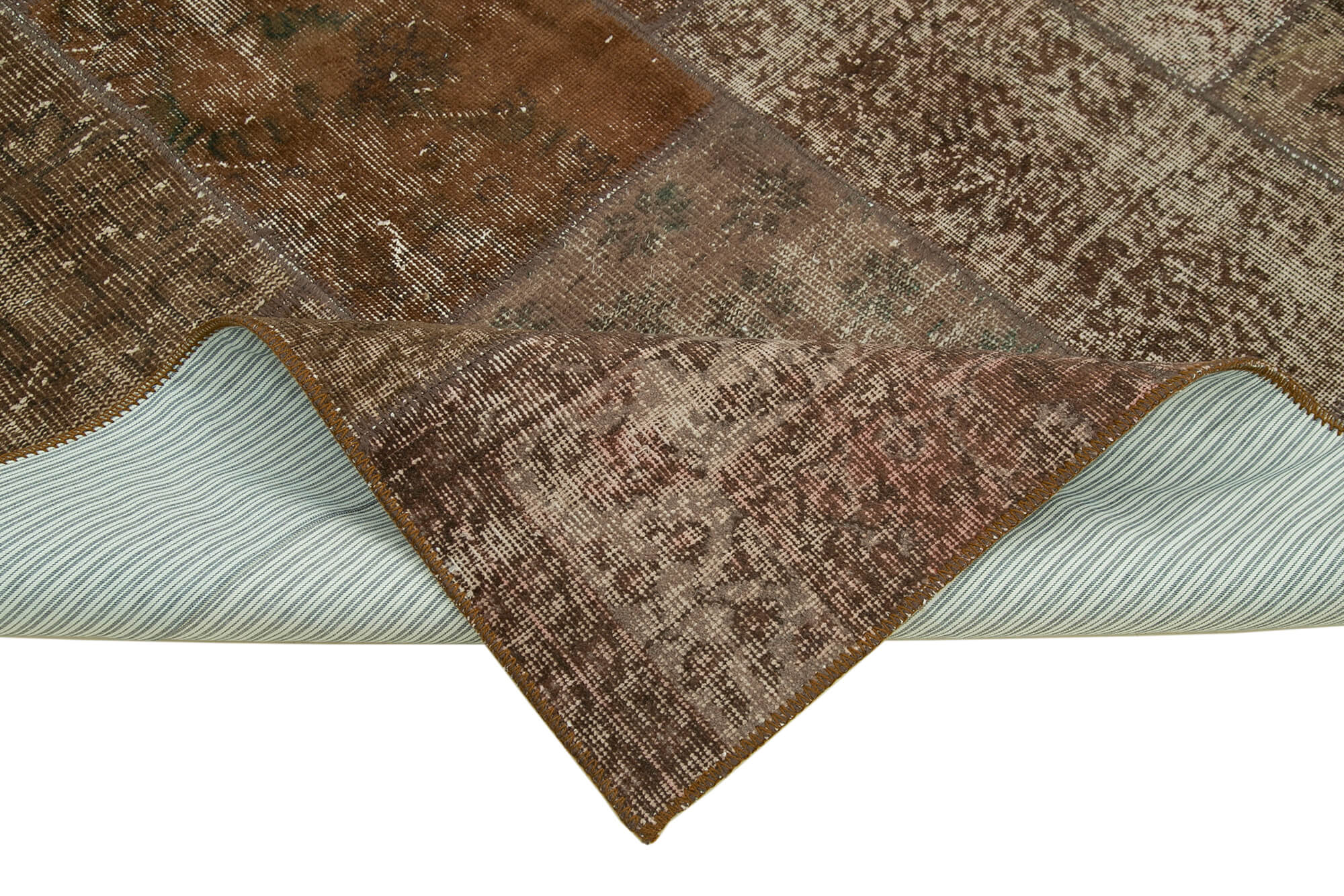 Kirk Yama Brown Patchwork Cotton Wool Handmade Area Rug 5'7'' x 7'11''