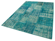 Handmade Area Rug - Turquoise Patchwork Cotton Wool Rug 5'9'' x 7'11'' by Agacan