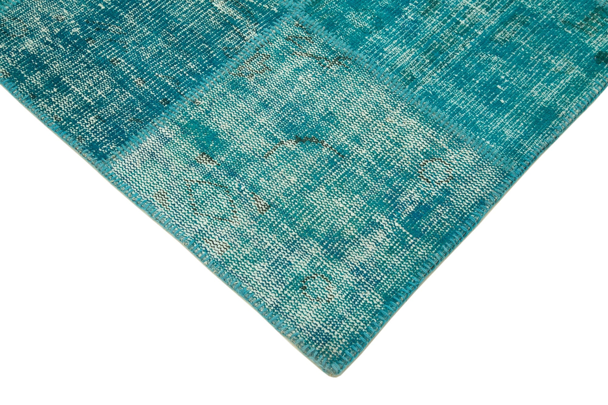 Handmade Area Rug - Turquoise Patchwork Cotton Wool Rug 5'9'' x 7'11'' by Agacan