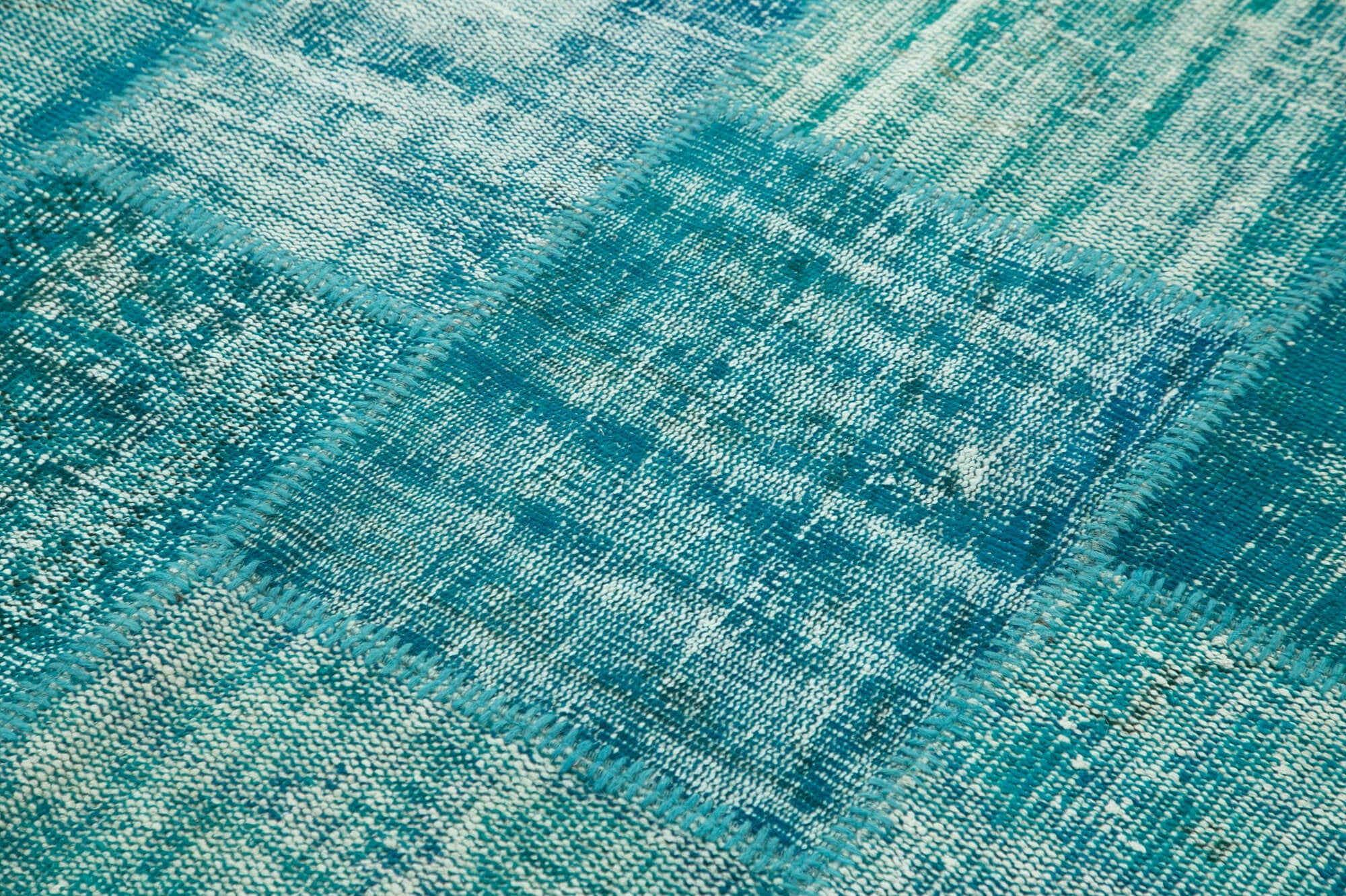 Handmade Area Rug - Turquoise Patchwork Cotton Wool Rug 5'9'' x 7'11'' by Agacan