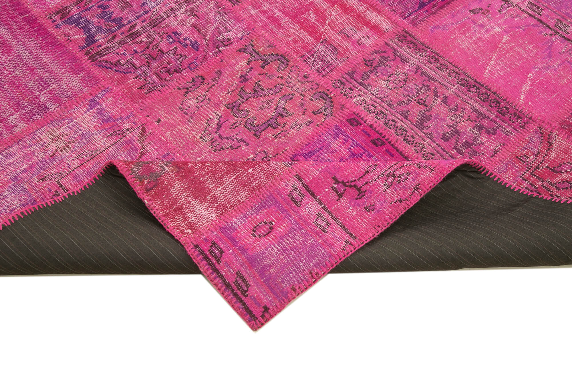 Kirk Yama Pink Patchwork Cotton Wool Handmade Area Rug 5'9'' x 7'11''